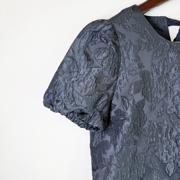 J Crew Jacquard Puff Sleeve Top with back bow XL - Picture 3 of 7